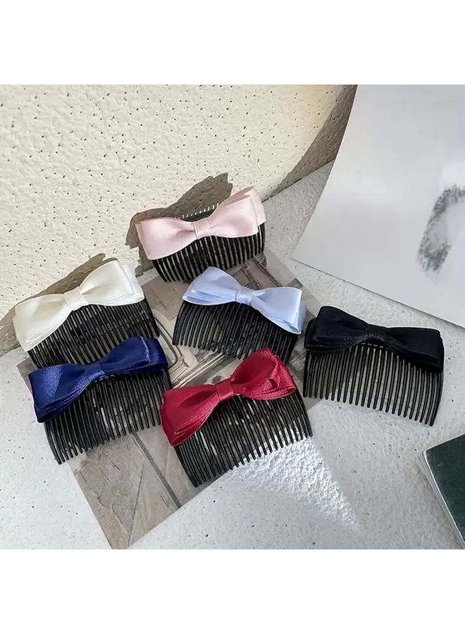 Korean Style Hair Comb and Hairpin Inverted Bow Hair Clip with Teeth for Bangs Ponytails Buns Deep Blue Detangling Comb for Dry Wet Hair Braids Updos - Image 5