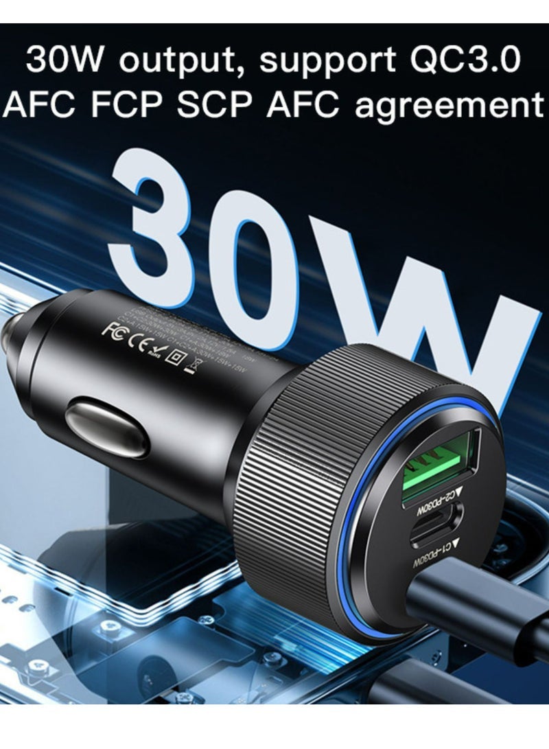 Yesido Y50 Car Charger with Dual Type-C Ports and USB Port – 3-Port Fast Charging Adapter for Smartphones, Tablets, and Other Devices, Compatible with Quick Charge and PD Technologies - Image 3