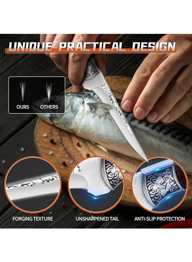 Osowake Boning Knife for Meat Cutting, Professional Chef Deboning Knife, Butcher Trimming Fillet Knife for Meat Fish, Full Tang Wood Handle Knife for Kitchen, BBQ (Straight-5.1'') - Image 2
