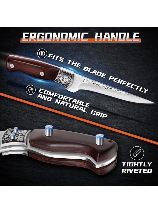 Osowake Boning Knife for Meat Cutting, Professional Chef Deboning Knife, Butcher Trimming Fillet Knife for Meat Fish, Full Tang Wood Handle Knife for Kitchen, BBQ (Straight-5.1'') - Image 3