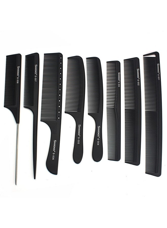 AXEMOORE مجموعة أمشاط شعر مقاومة للحرارة ومضادة للكهرباء الساكنة من الكربون للصالونات المهنية - أبيض/أسود (أسود) - مفضلة لدى مصففي الشعر - Image 1