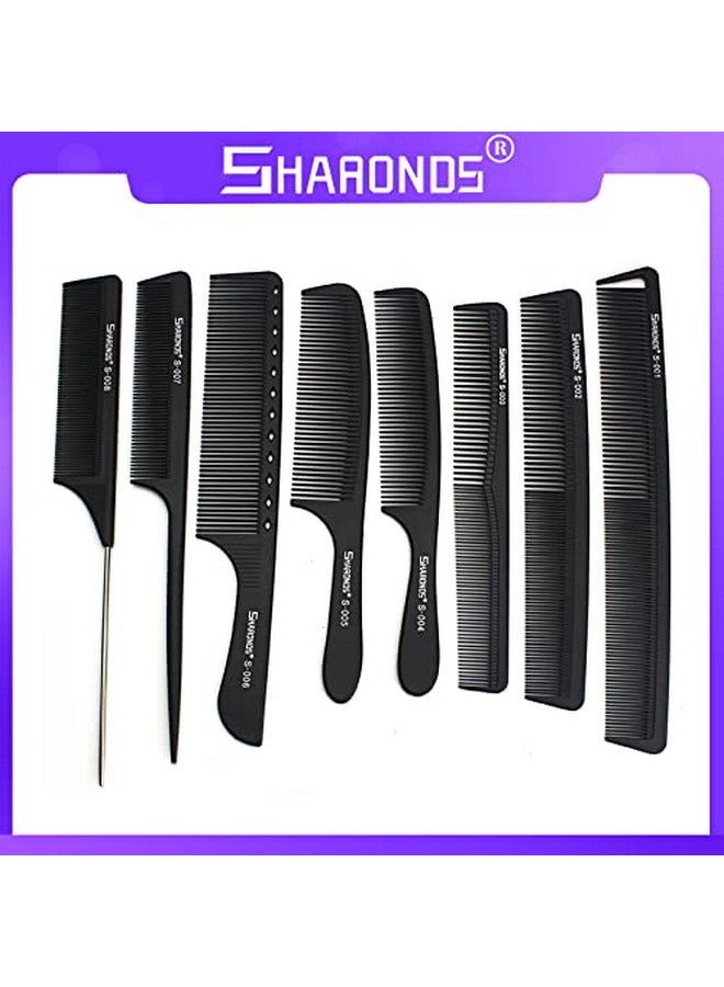 AXEMOORE مجموعة أمشاط شعر مقاومة للحرارة ومضادة للكهرباء الساكنة من الكربون للصالونات المهنية - أبيض/أسود (أسود) - مفضلة لدى مصففي الشعر - Image 3