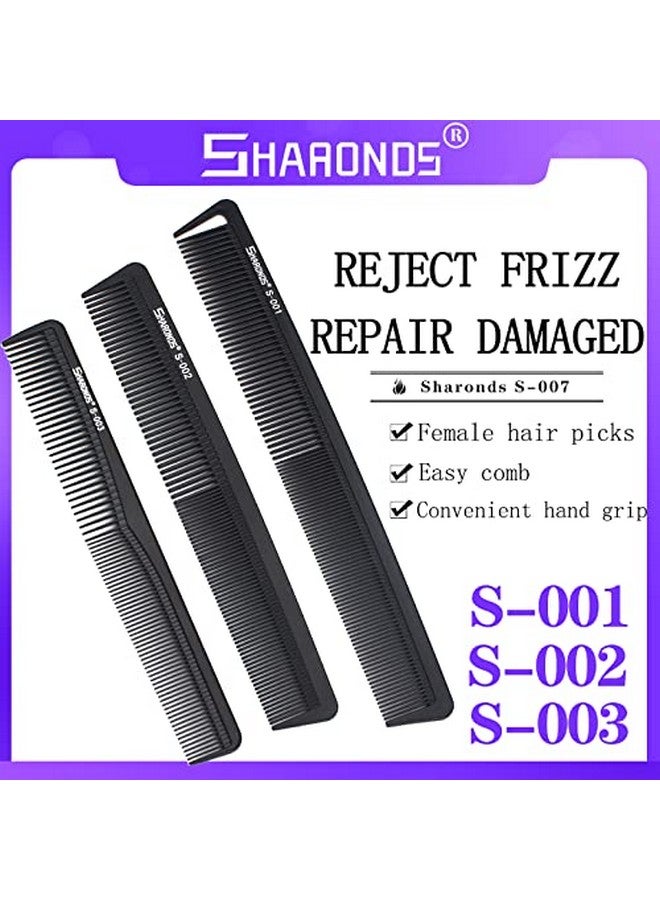 AXEMOORE مجموعة أمشاط شعر مقاومة للحرارة ومضادة للكهرباء الساكنة من الكربون للصالونات المهنية - أبيض/أسود (أسود) - مفضلة لدى مصففي الشعر - Image 4