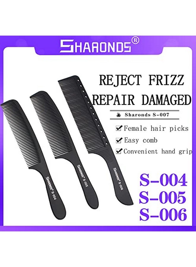 AXEMOORE مجموعة أمشاط شعر مقاومة للحرارة ومضادة للكهرباء الساكنة من الكربون للصالونات المهنية - أبيض/أسود (أسود) - مفضلة لدى مصففي الشعر - Image 5