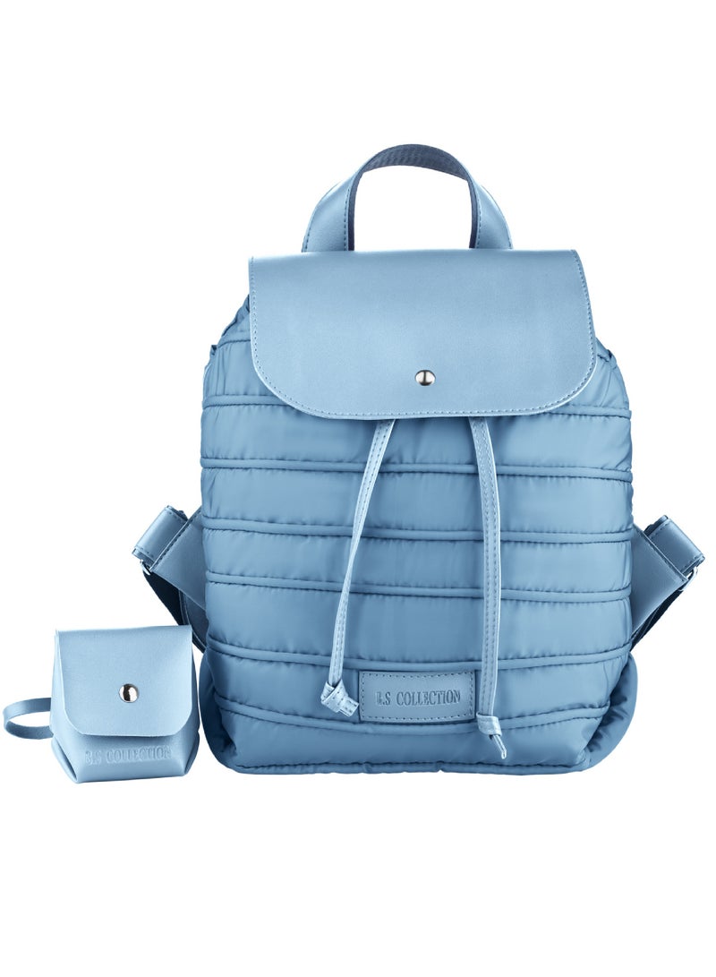 B.S COLLECTION Women's Backpack in Soft Fabric Waterproof Quilted Design Babyblue BEE BACKPACK  - Image 2