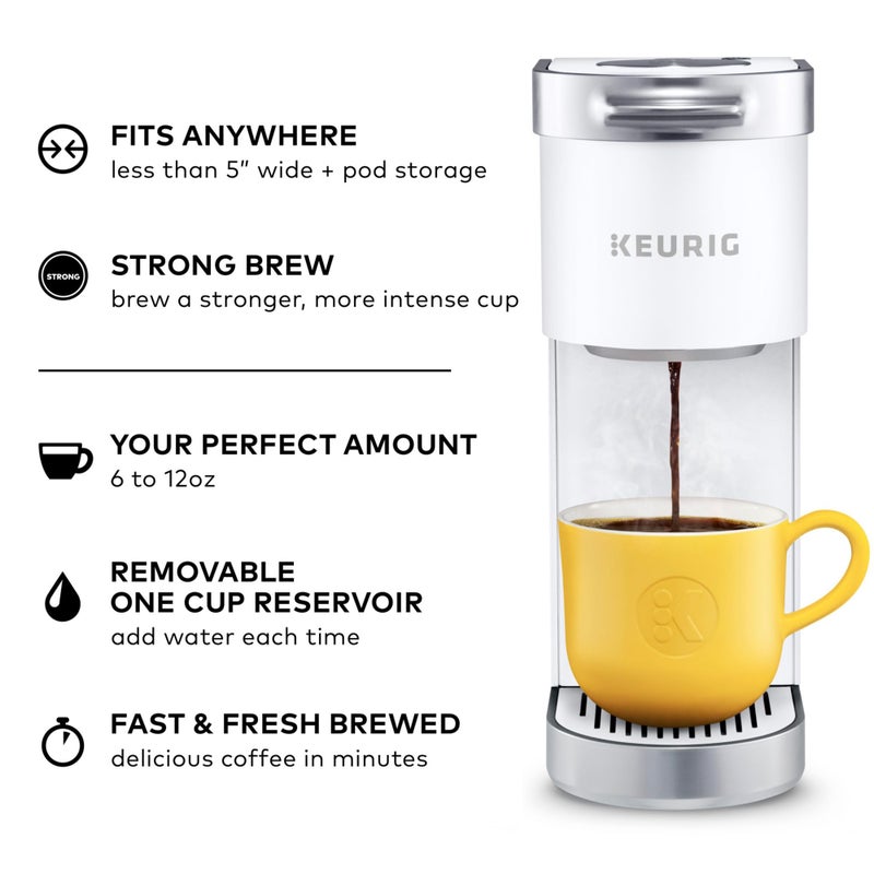 Keurig K-Mini Plus Single Serve K-Cup Pod Coffee Maker, with 6 to 12oz Brew Size, Stores up to 9 K-Cup Pods, Travel Mug Friendly, Matte White - Image 2
