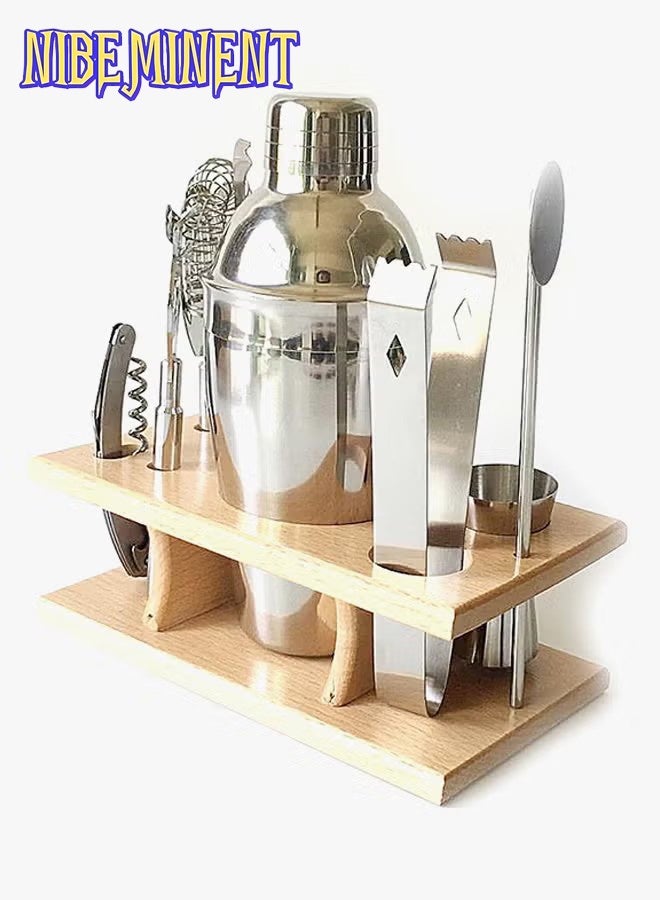 NIBEMINENT طقم خلط الكوكتيل، طقم بارتي 8 قطع مع حامل أنيق من الخيزران. - Image 2