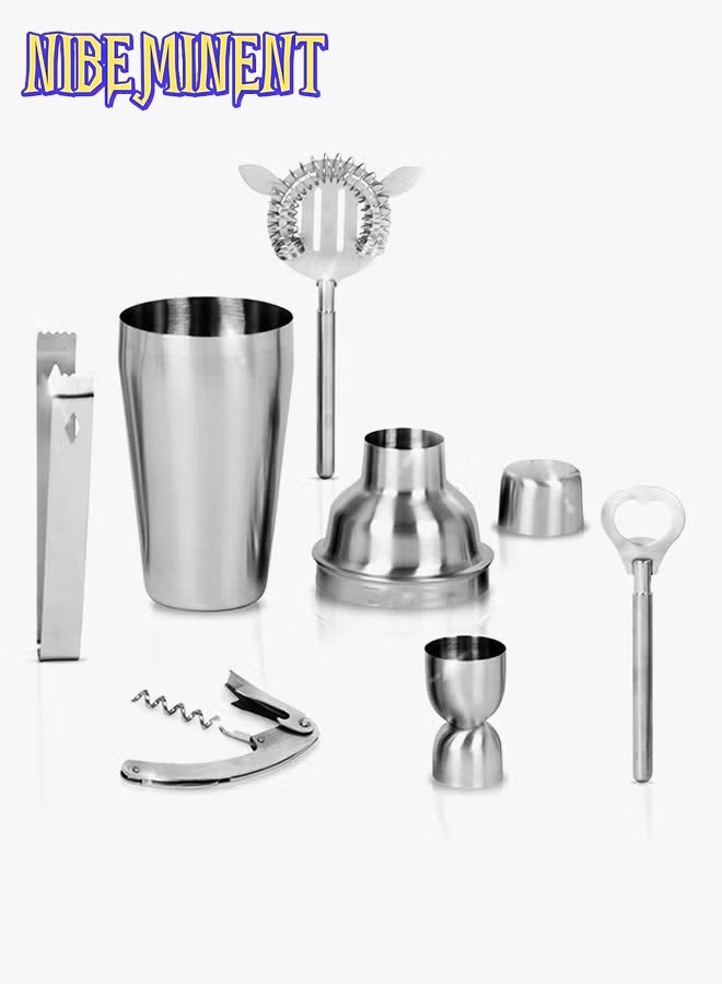 NIBEMINENT طقم خلط الكوكتيل، طقم بارتي 8 قطع مع حامل أنيق من الخيزران. - Image 3