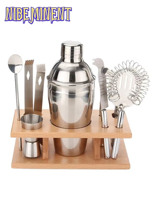 NIBEMINENT طقم خلط الكوكتيل، طقم بارتي 8 قطع مع حامل أنيق من الخيزران. - Image 1