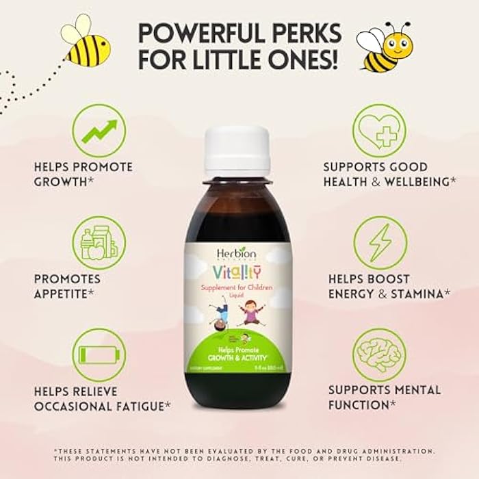 HERBION Naturals Vitality Supplement for Children, Promotes Growth and Appetite, Relieves Fatigue, Improves Mental & Physical Performance, for Kids 1 Year & Above, 5 Fl Oz (Pack of 2) - Image 4