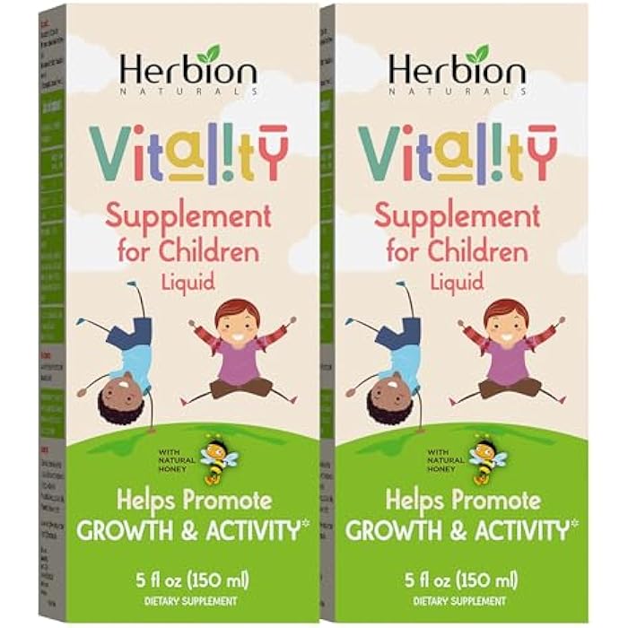 HERBION Naturals Vitality Supplement for Children, Promotes Growth and Appetite, Relieves Fatigue, Improves Mental & Physical Performance, for Kids 1 Year & Above, 5 Fl Oz (Pack of 2) - Image 1