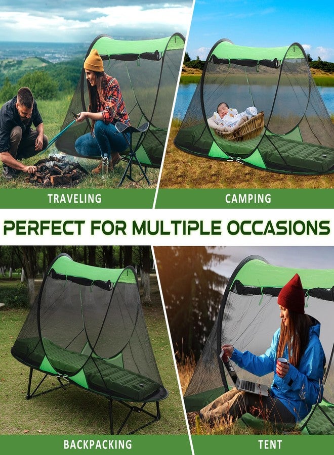Wowangce Pop up Mosquito Net Tent and Sleeping Pad for Camping One Person Instant Pop up Screen Tent Thick 5 Inch Portable with Pillow for Outdoor Summer Camp Bed Camping Cot - Image 5