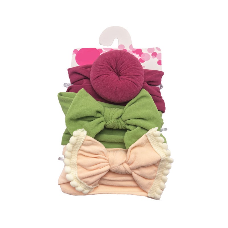 New Baby Headband Children'S Nylon Bow Lace Headband Three-Piece Set Baby Elastic Hairpin Hair Accessories - Image 1