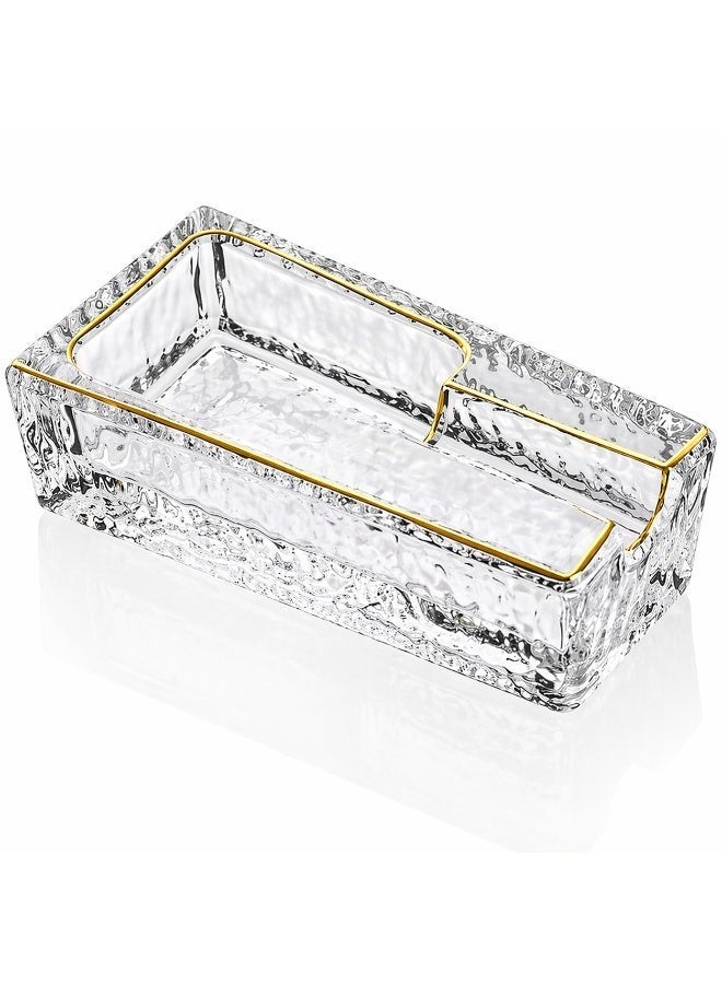 Hemingway Luxury Clear Crystal Glass Cigar Ashtray with Gold Trim Heavy Weight Decorative Ash tray with Cigar Rest – Premium Table Ashtray for Home, Office & Lounge - Image 1