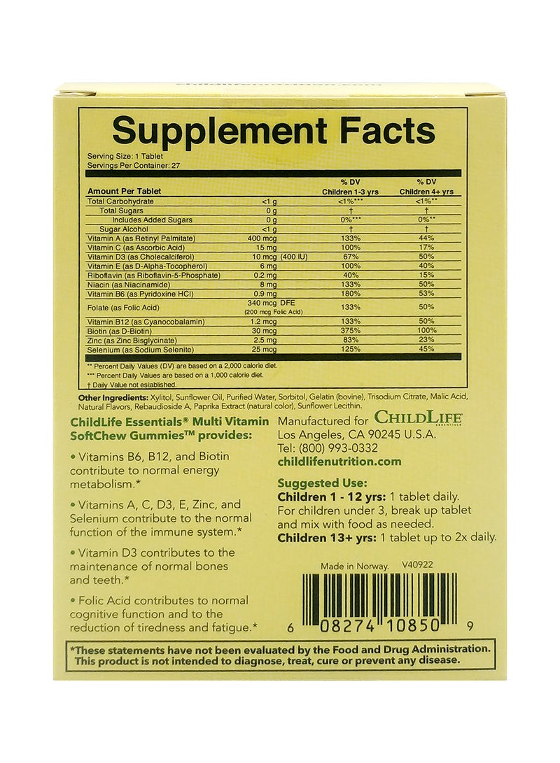 CHILDLIFE Essentials Multvitamin Softchew Gummies Natural Orange Flavour 27 Tablets - Image 4