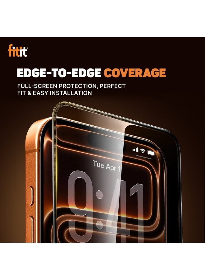 FITIT حماية شاشة زجاجية مقسّاة لجهاز iPhone 17 Pro - صلابة 9H، وضوح HD، مقاومة لبصمات الأصابع والبقع، متوافقة مع الجرابات – فيتت - Image 4
