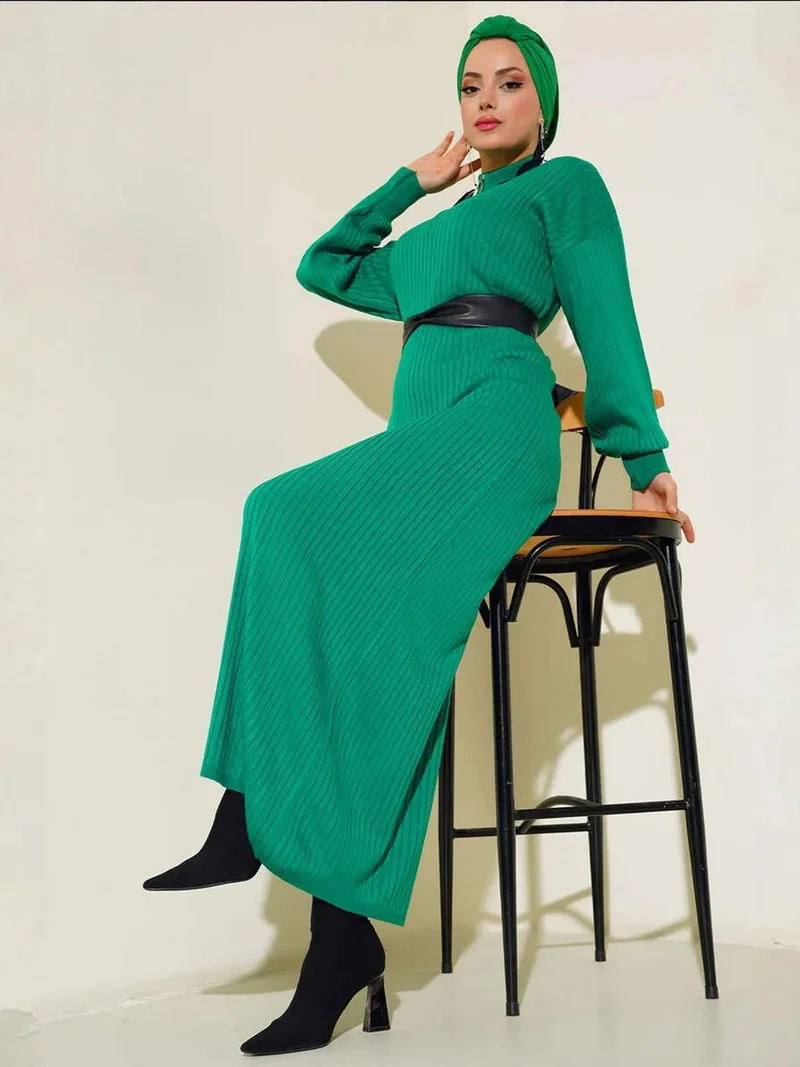 BIG DART BDART Maxi Turtleneck Ribbed Knit Dress