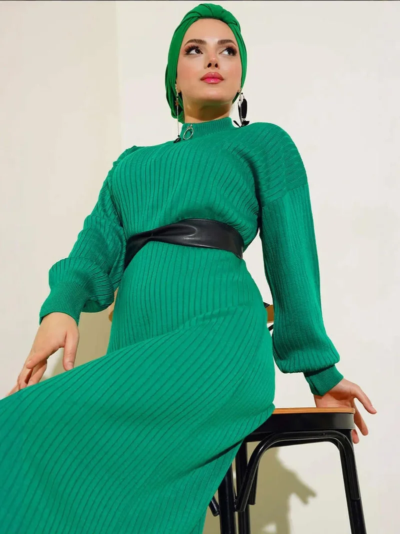 BIG DART BDART Maxi Turtleneck Ribbed Knit Dress