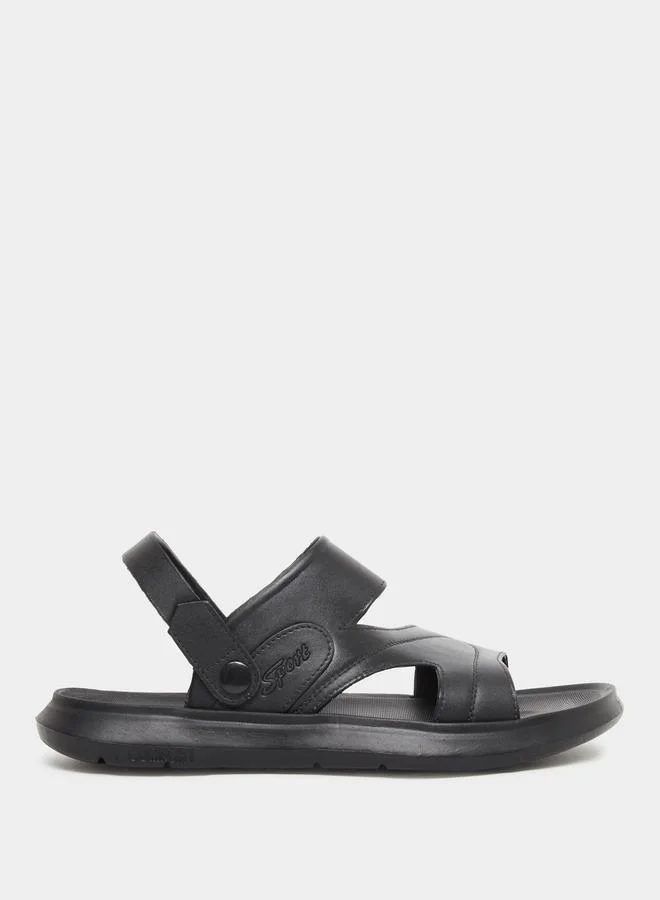 Men Black Easy-Fit  Dual Strap Sandals