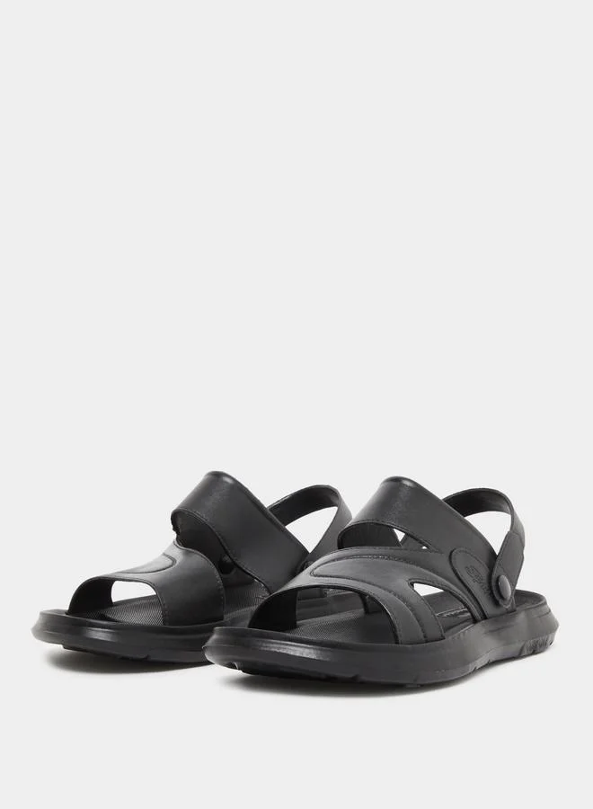 Styli Men Black Easy-Fit  Dual Strap Sandals