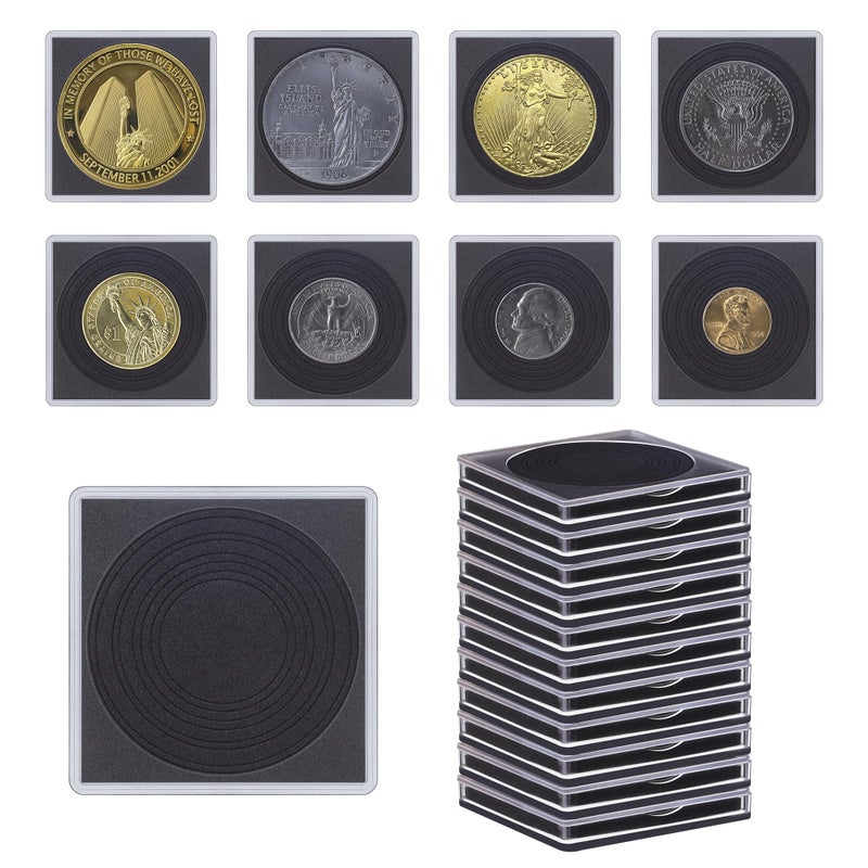 TNTIWQ 20 Pcs Clear Coin Collection Holders with Sponges 43mm Coin Capsules Morgan Silver Dollar Coin Snap Holder Protectors for Collectors (8 Adjustable Diameters: 19/21.5/24.5/27/31/33/38/40mm) (20) - Image 1