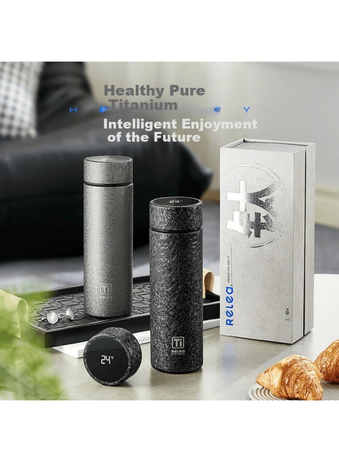 Relea Men's Pure Titanium Insulated Mug With Tea Infuser, Temperature Display, Outdoor Business Titanium Cup Gift Box New Year Present - Image 5