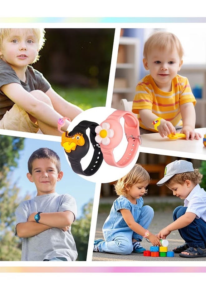 واي جيه سوار معصم هواء سيليكون مناسب للأطفال، يأتي مع 3 ملحقات كرتونية، حزام ساعة قابل للتعديل، متوافق مع حاملي هواء الأطفال، غلاف واقي مبطن بالكامل مقاوم للماء، مناسب للبنات، باللون الوردي. - Image 5