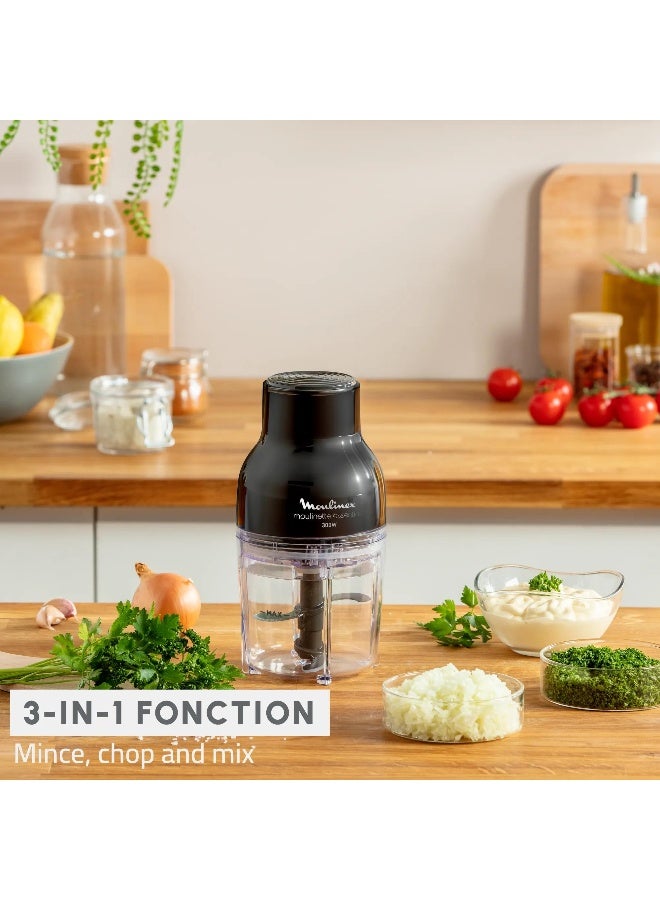 MOULINEX Moulinette Essential Electric Food Chopper | 3-in-1, Mincing, Chopping, Mixing | 2x 400 ml Bowls | Stainless Steel Blades | Black | DJ520827 400 ml 300 W DJ520827 black - Image 3