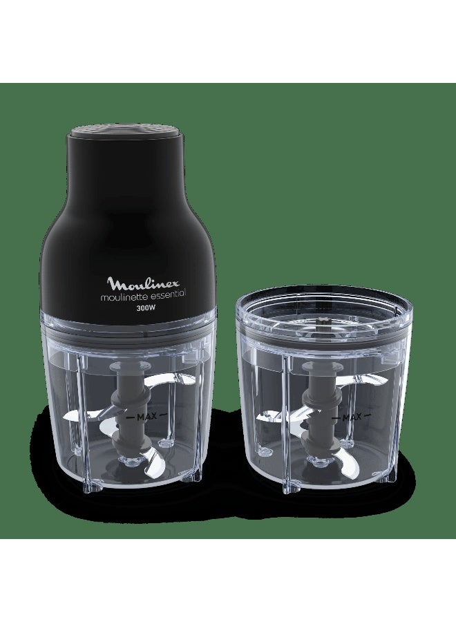 MOULINEX Moulinette Essential Electric Food Chopper | 3-in-1, Mincing, Chopping, Mixing | 2x 400 ml Bowls | Stainless Steel Blades | Black | DJ520827 400 ml 300 W DJ520827 black - Image 1