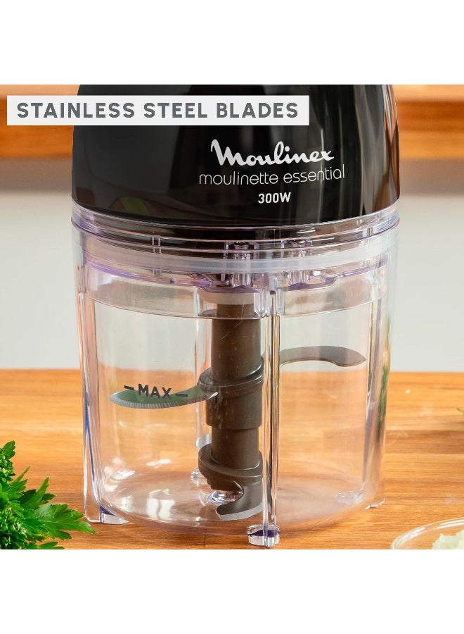 MOULINEX Moulinette Essential Electric Food Chopper | 3-in-1, Mincing, Chopping, Mixing | 2x 400 ml Bowls | Stainless Steel Blades | Black | DJ520827 400 ml 300 W DJ520827 black - Image 5