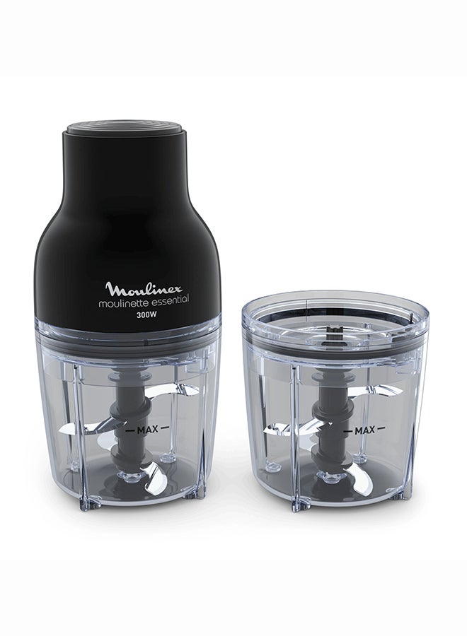 MOULINEX Moulinette Essential Electric Food Chopper | 3-in-1, Mincing, Chopping, Mixing | 2x 400 ml Bowls | Stainless Steel Blades | Black | DJ520827 400 ml 300 W DJ520827 black - Image 1