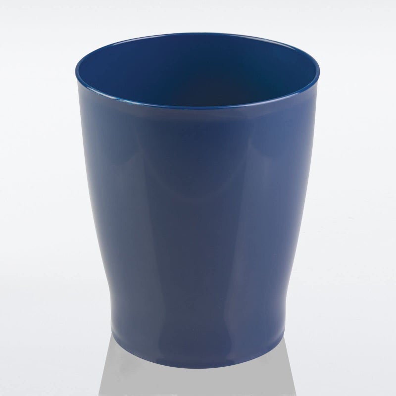 mDesign Round Plastic Bathroom Garbage Can, 1.25 Gallon Wastebasket, Garbage Bin, Trash Can for Bathroom, Bedroom, and Kids Room - Small Trash Can - Fyfe Collection - Navy Blue - Image 5