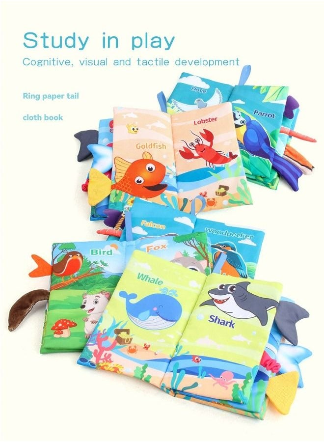 McDou - Baby baby sea, land and air tail cloth book ocean forest flying animal palm book early education toys 3-piece set - Image 1