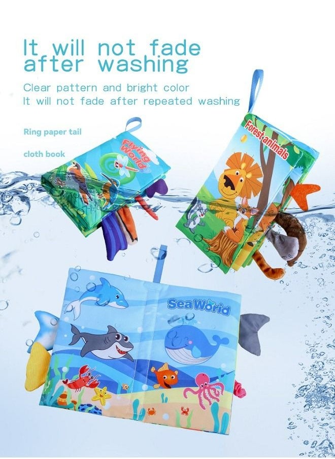 McDou - Baby baby sea, land and air tail cloth book ocean forest flying animal palm book early education toys 3-piece set - Image 1