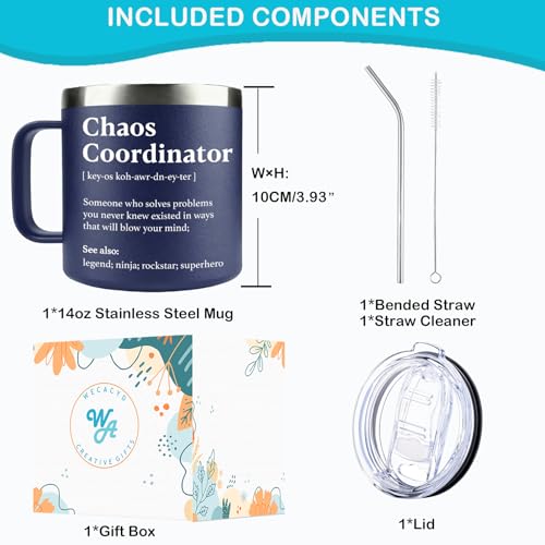 WECACYD Chaos Coordinator Gift - Teacher Appreciation Gifts - Promotion Gifts for Mothers Day, Fathers Day, Men, Employee, Boss, Office Coworker, Bus Driver - 14oz Chaos Coordinator Mug Navy Blue - Image 4