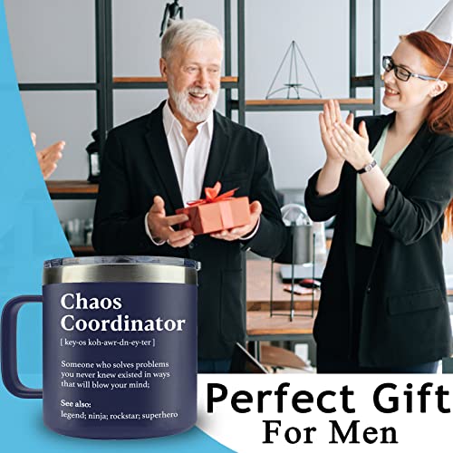 WECACYD Chaos Coordinator Gift - Teacher Appreciation Gifts - Promotion Gifts for Mothers Day, Fathers Day, Men, Employee, Boss, Office Coworker, Bus Driver - 14oz Chaos Coordinator Mug Navy Blue - Image 3