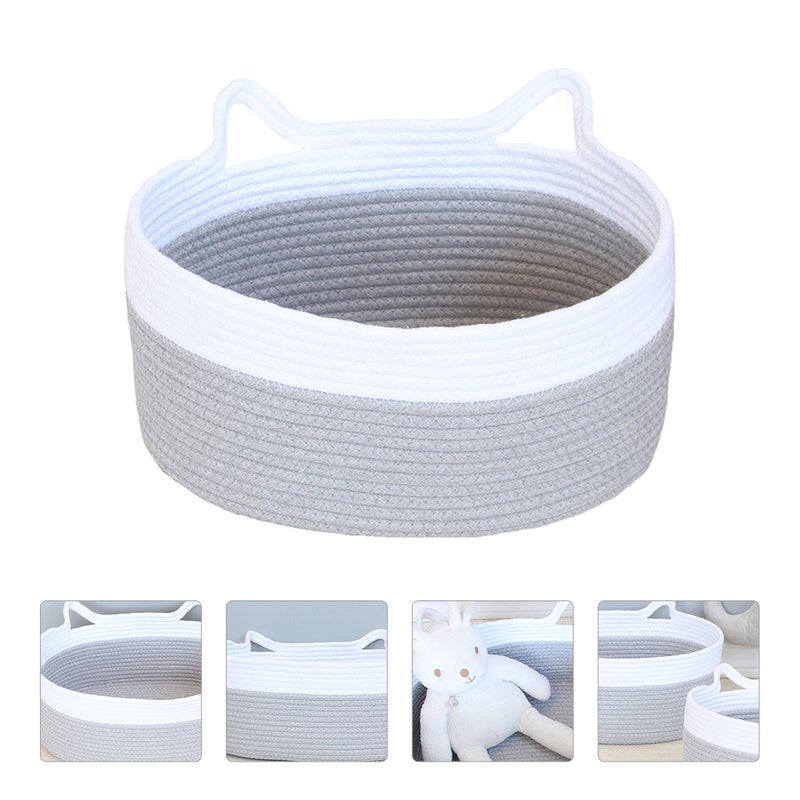 2 pcs Cotton Thread Woven Basket Living Room Blanket Clothes Storage Basket - Image 3