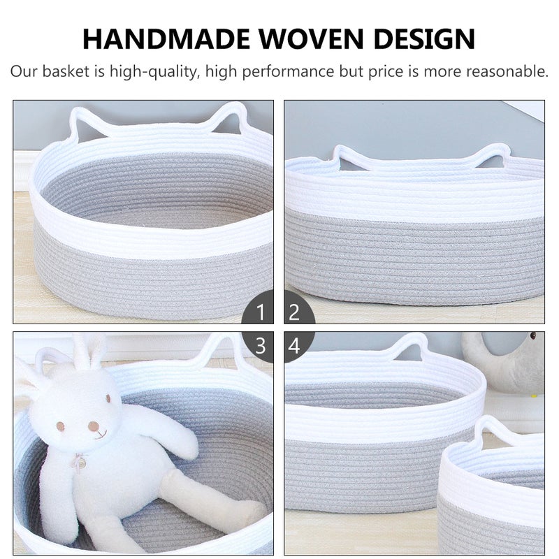 2 pcs Cotton Thread Woven Basket Living Room Blanket Clothes Storage Basket - Image 5