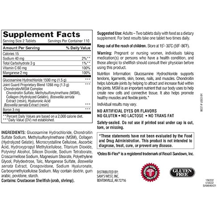 Members Mark Member's Mark Triple Strength Glucosamine Chondroitin MSM (220 Count) - Image 2