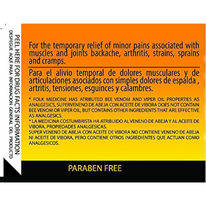 elp essential Veneno De Abeja Aceite De Vibora Analgesic Ointment 5 oz (150 g) Paraben Free - Image 3