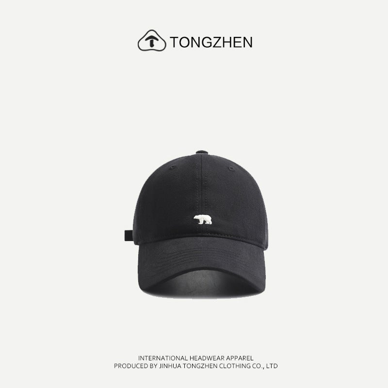 Japanese Style Simple Polar Bear Embroidery Hat Children''s Vintage Soft Top Curved Eaves Face Show All-match Fashion Baseball Cap for Couple - Image 5