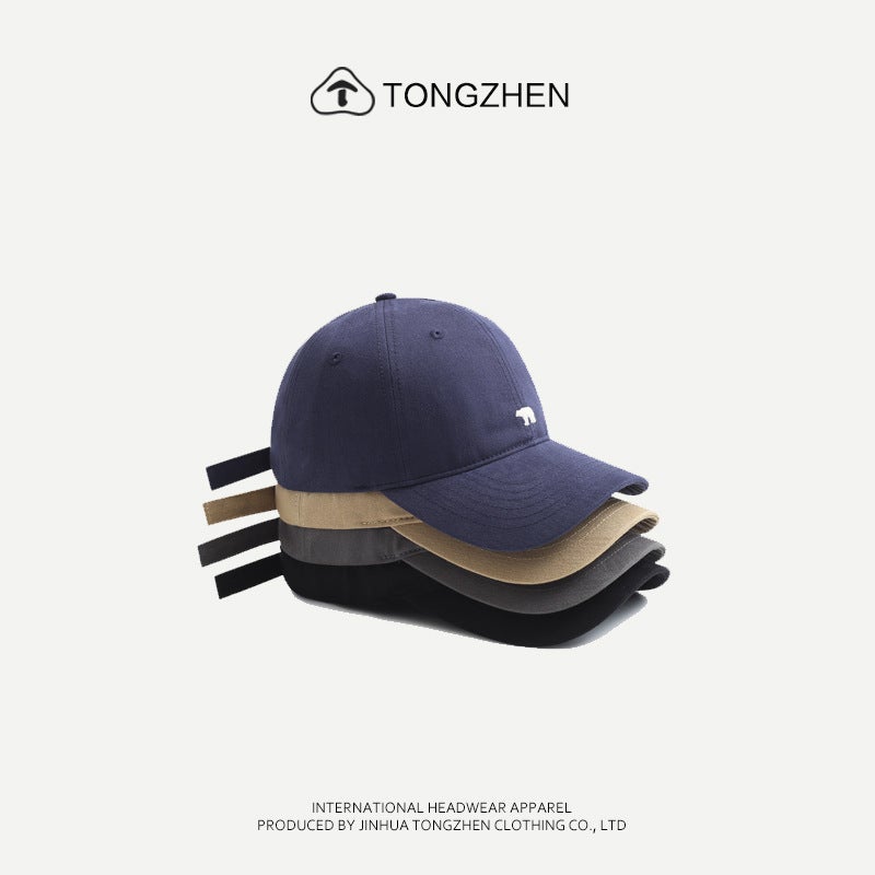Japanese Style Simple Polar Bear Embroidery Hat Children''s Vintage Soft Top Curved Eaves Face Show All-match Fashion Baseball Cap for Couple - Image 4