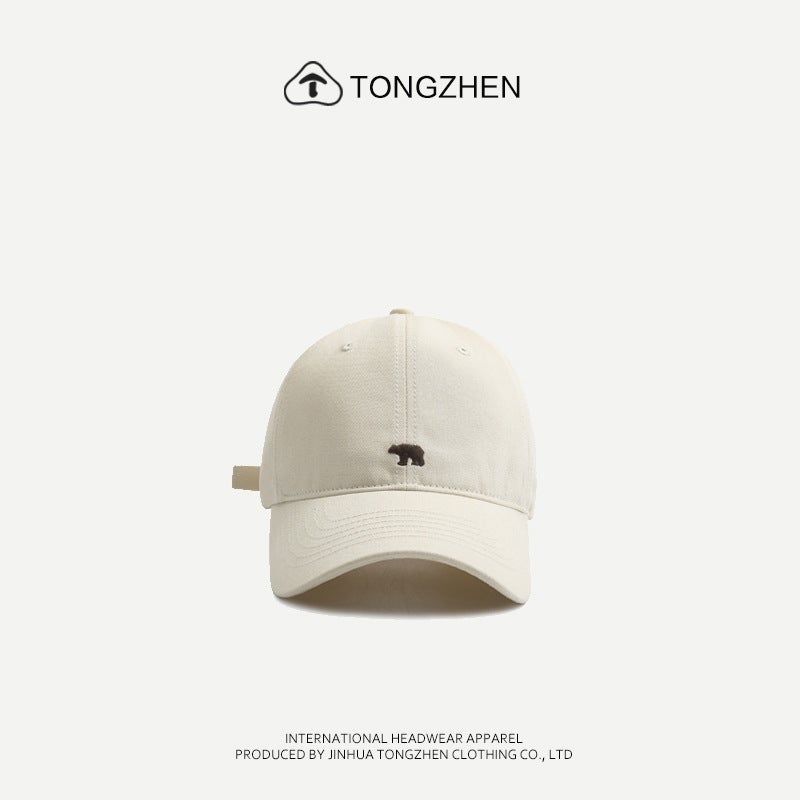 Japanese Style Simple Polar Bear Embroidery Hat Children''s Vintage Soft Top Curved Eaves Face Show All-match Fashion Baseball Cap for Couple - Image 1