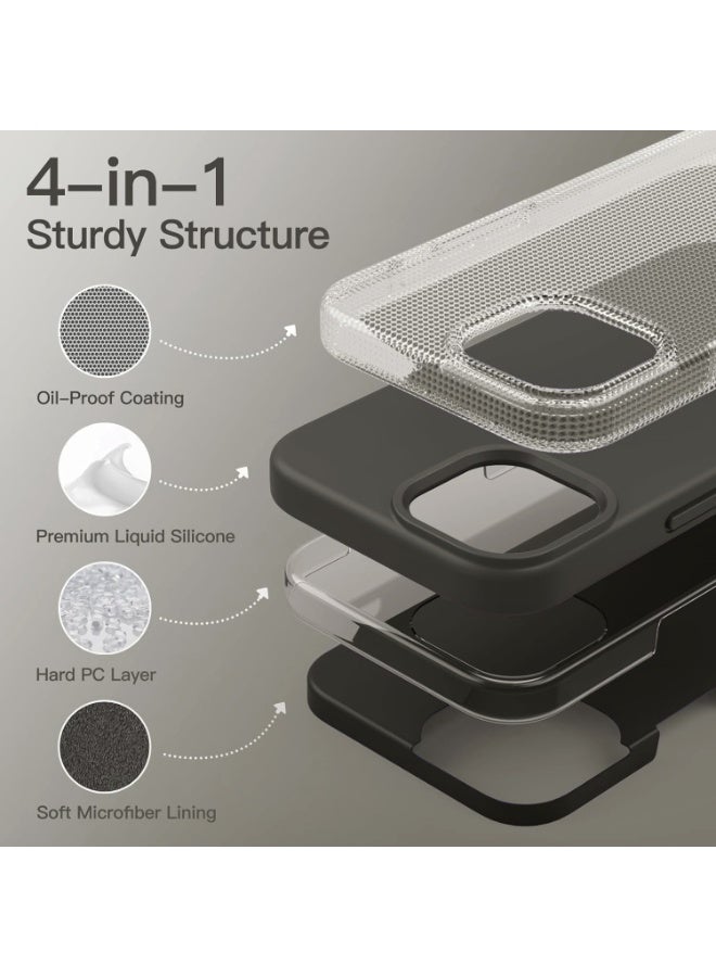 جراب متوافق مع iPhone 11 Pro مقاس 5.8 بوصة، جراب هاتف نحيف من السيليكون السائل مكون من 4 طبقات من المطاط الناعم المقاوم للصدمات مع بطانة من الألياف الدقيقة المضادة للخدش (رمادي غامق) - Image 5