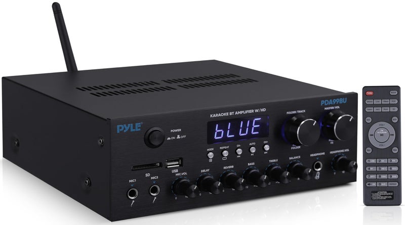 Pyle Wireless Bluetooth Streaming Amplifier, 200W Multi Channel Home Audio Receiver with Hi Def in/Out, Optical/Coaxial, FM Radio, USB/SD, AUX, RCA, Mic in, and BT/FM Antenna - Image 1