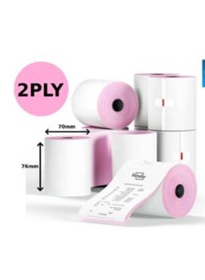Terabyte 76x65mm, 2 Ply KOT Carbonless Roll, White & Pink, Kitchen Printer Receipt Rolls, Pack of 20 - Image 2