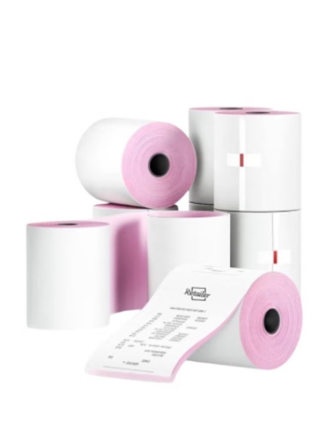 Terabyte 76x65mm, 2 Ply KOT Carbonless Roll, White & Pink, Kitchen Printer Receipt Rolls, Pack of 20 - Image 1
