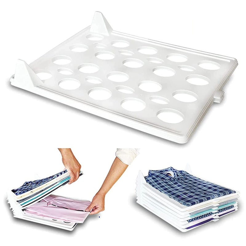 Mishrit Mishrit Clothes Wardrobe Organizer Shirts tShirts Jeans Plastic Closet Drawer Cabinet Folding Board Storage Rack Travel Clothing Stack able Easy Trays Durable Shirt dividers File Sheet5 Sheet  - Image 1