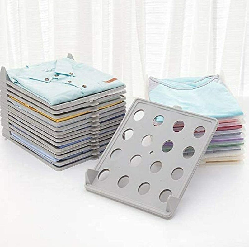 Mishrit Mishrit Clothes Wardrobe Organizer Shirts tShirts Jeans Plastic Closet Drawer Cabinet Folding Board Storage Rack Travel Clothing Stack able Easy Trays Durable Shirt dividers File Sheet5 Sheet  - Image 3