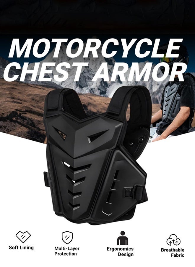 Arabest Motorcycle Armor Vest Protective Shock Absorption Breathable Black Unisex Chest Protector for MotocrossMotorcycle Armor Vest Protective Shock Absorption Breathable Black Unisex Chest Protector for Motocross - Image 1